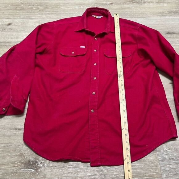 Vintage Carhartt Rugged Outdoor Wear Red Heavy Canvas Work Shirt XXL USA ASU100 - Picture 2 of 6